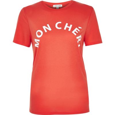 Coral Mon Cheri print t-shirt